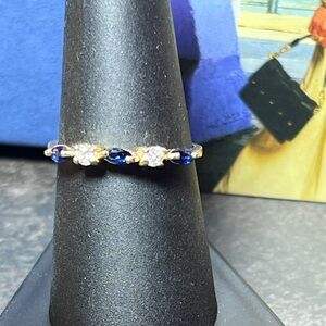 Gold Ring with Blue and White Stones